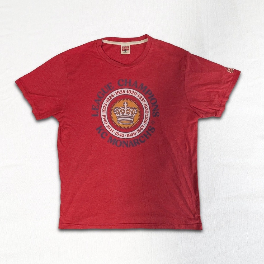 Homage Kansas City Monarchs League Champions T-Shirt Red Tri-Blend Men's Size L
